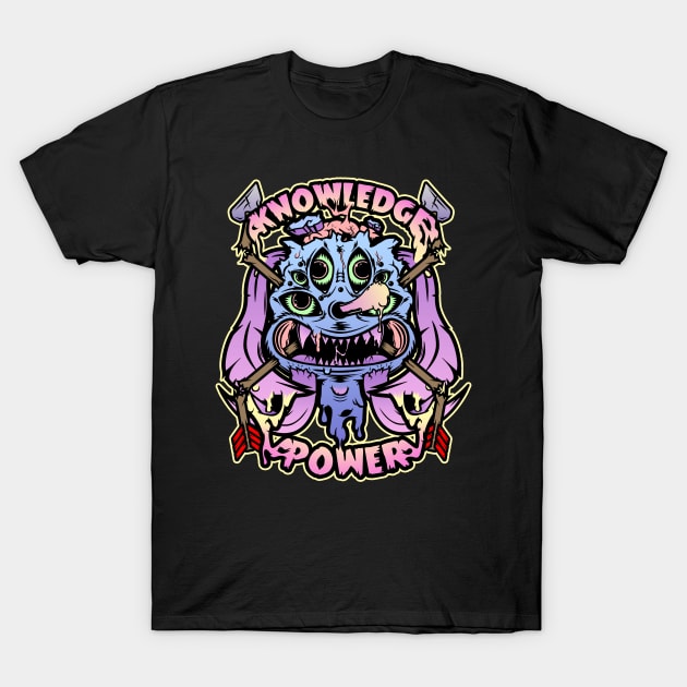 Knowledge and Power Monster Illustration T-Shirt by BCArtDesign